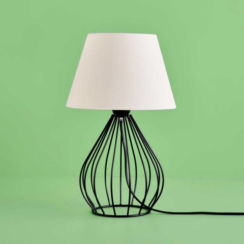 Veioze & lampi birou - Casa Modern Abajur cu Structură Metalică Crem - Design Industrial Elegant pentru Casa Ta - CMD-3426