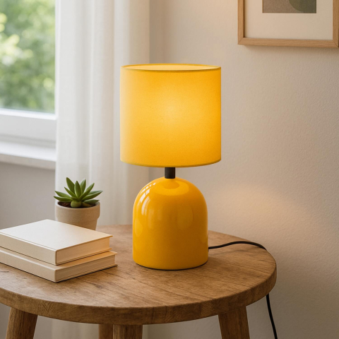 Veioze & lampi birou - Casa Modern Abajur Novi Muștar Galben - Accente Vibrante și Eleganță Modernă pentru Casa Ta - CMD241631