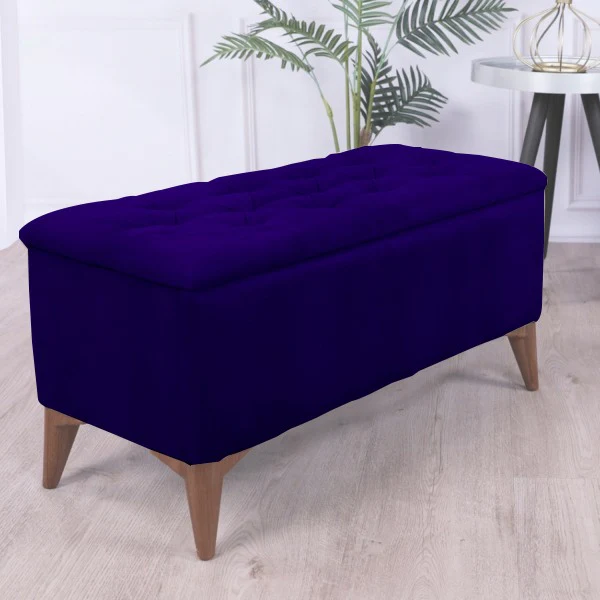 Mese - Scaun - Casa Modern Taburet Chester cu Depozitare Albastru - Eleganță și Funcționalitate Într-un Format Compact