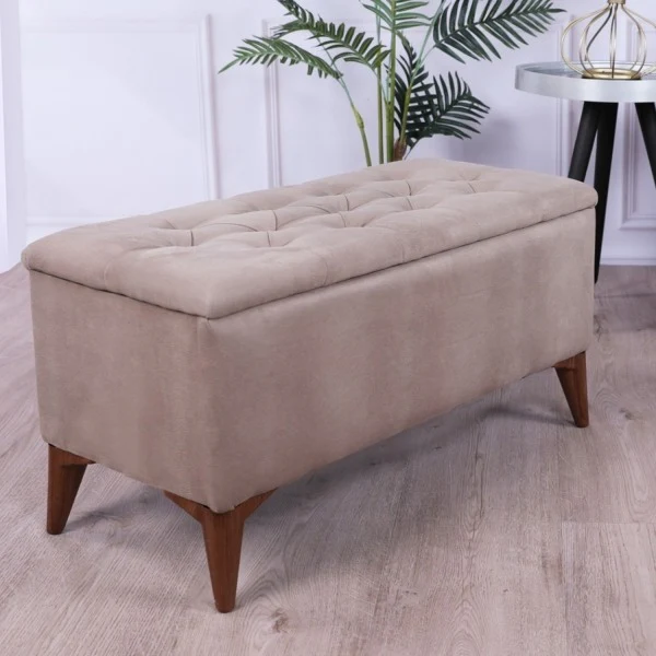 Mese - Scaun - Casa Modern Taburet Chester cu Depozitare Crem - Eleganță și Funcționalitate Într-un Format Compact