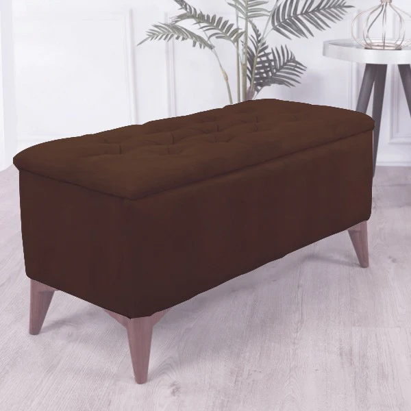 Mese - Scaun - Casa Modern Taburet Chester cu Depozitare Maro - Eleganță și Funcționalitate Într-un Design Compact