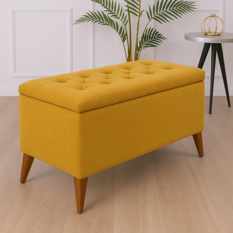 Pufuri și Taburete - Casa Modern Taburet Chester Muştar cu Spațiu de Depozitare