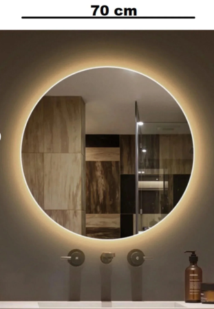 Chiuvetă LED cu diametru de 70 cm, baie, oglindă de perete [1]