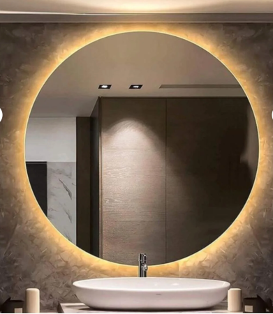 Oglindă - Chiuvetă LED cu diametru de 70 cm, baie, oglindă de perete