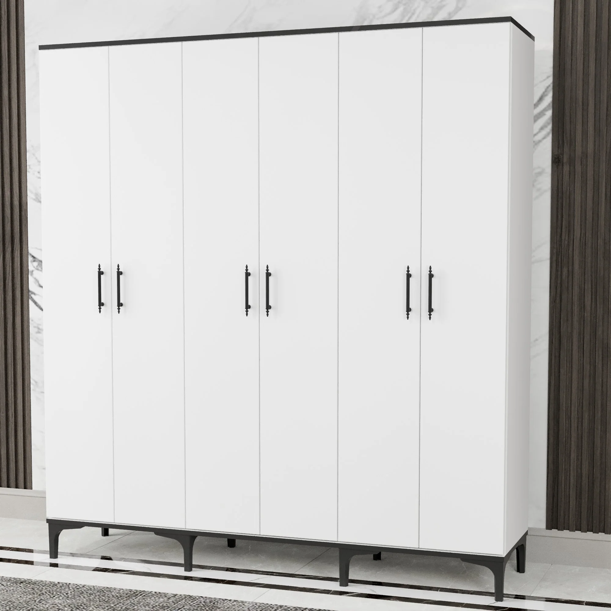 Dulap Casa Modern cu 6 Uși – Spațios și Elegant, în Finisaj Alb Lucios [2]