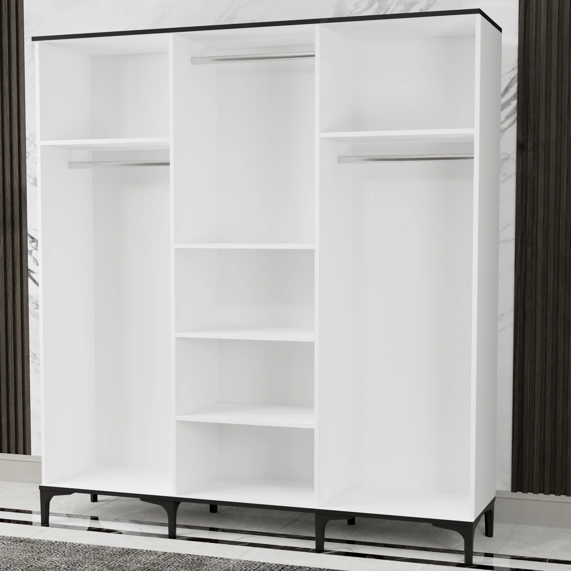 Dulap Casa Modern cu 6 Uși – Spațios și Elegant, în Finisaj Alb Lucios [1]