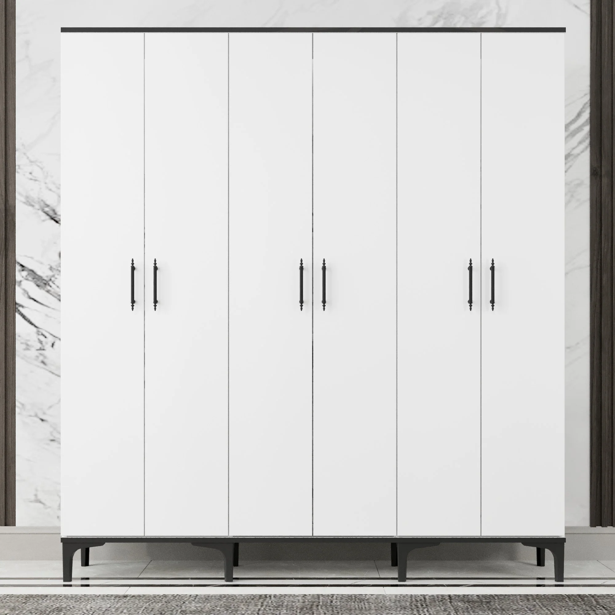 Dulap Casa Modern cu 6 Uși – Spațios și Elegant, în Finisaj Alb Lucios [3]