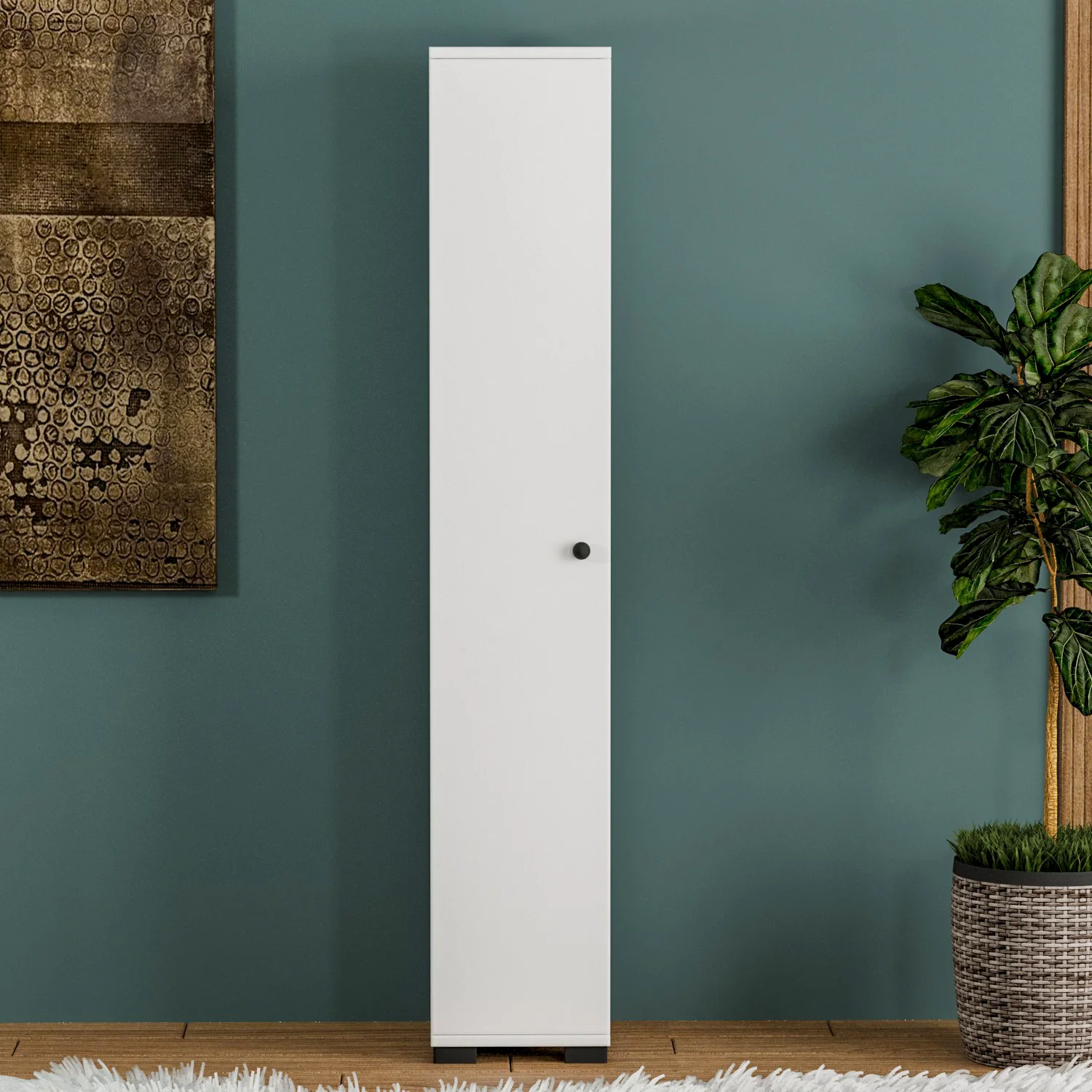 Dulapuri - Dulap Multifuncțional Alb Lucios cu 1 Ușă - Soluție Compactă și Elegantă pentru Spații Mici