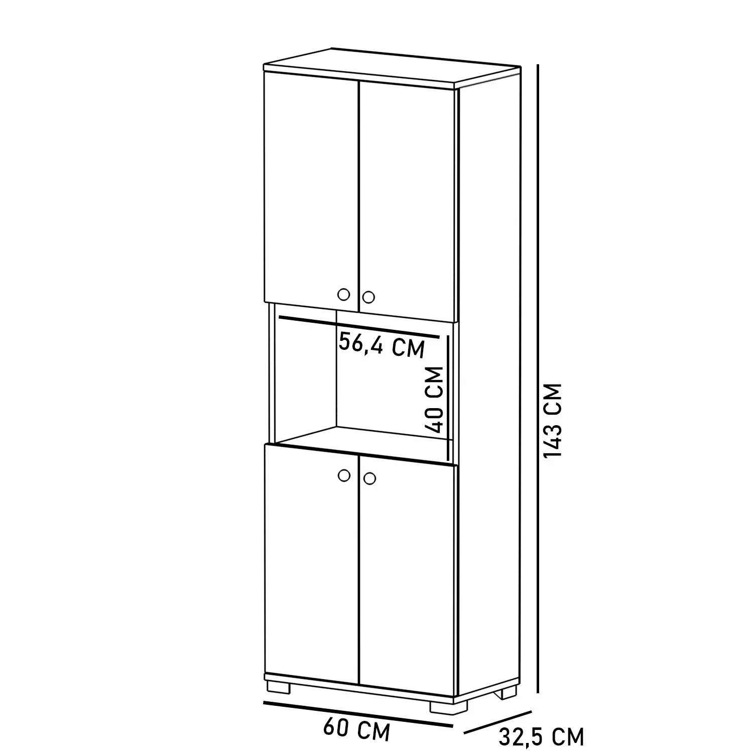 Dulap Multifuncțional Alb Lucios cu 4 Uși și Loc pentru Cuptor - Soluție Elegantă de Organizare pentru Bucătărie [2]