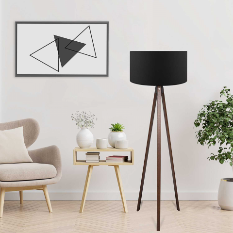 Lampa de podea Casa Modern CMD2222 trepied lemn detaliu central design modern E27 [2]