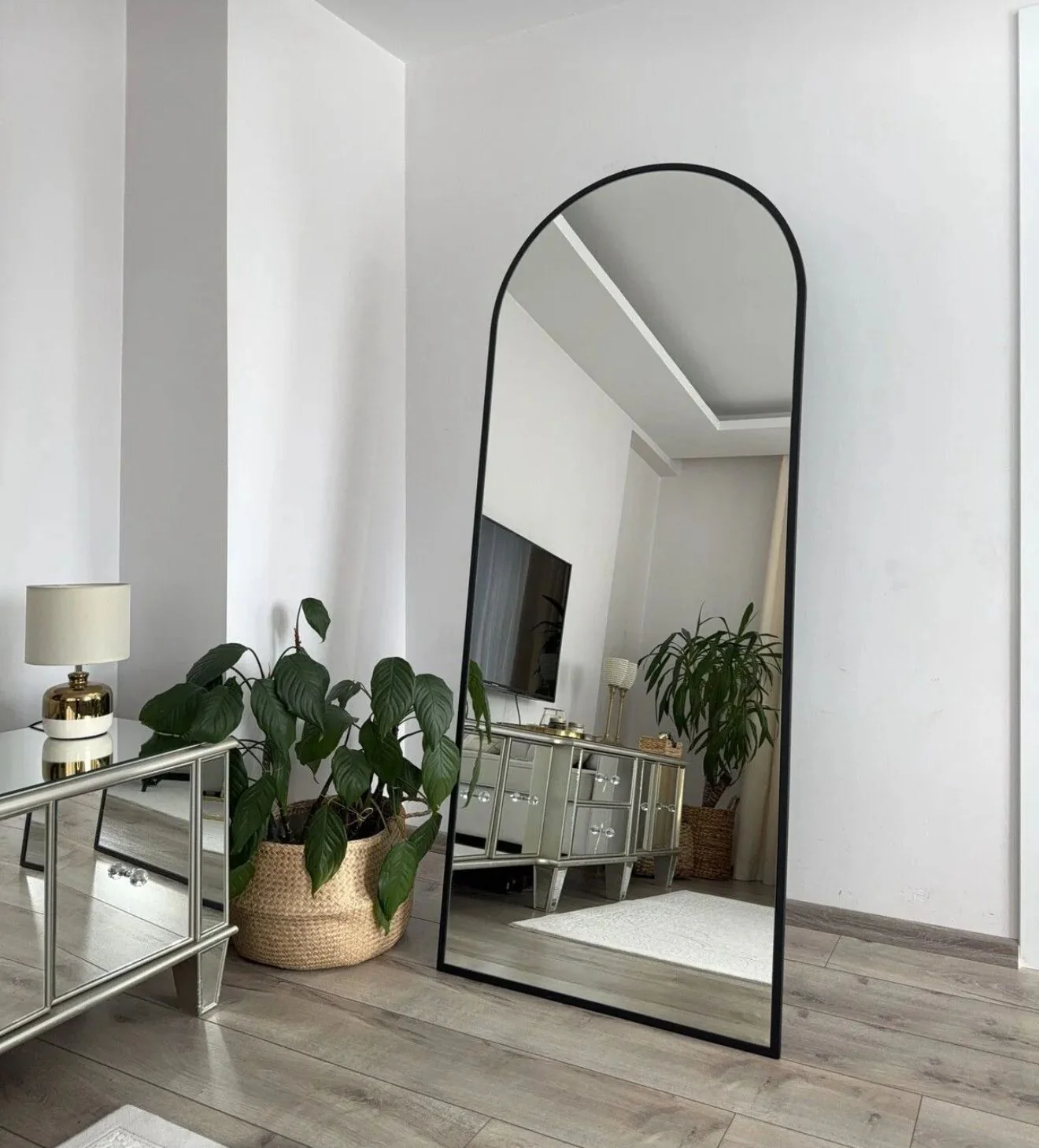 Oglindă - Oglindă Ovală Demontabilă cu Ramă Metalică Neagră, 180x70 cm - Design Elegant pentru Dormitor și Influenceri