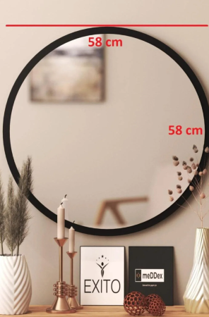 Oglindă - Oglindă rotundă neagră pentru perete, living și birou, 60 cm