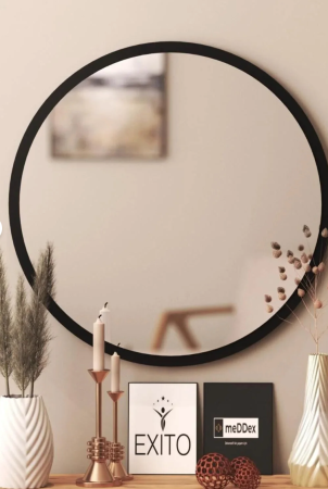 Oglindă rotundă neagră pentru perete, living și birou, 60 cm [1]