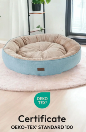Animale de companie - Pat de lux Russell pentru pisici/câini, covoraș antiderapant, material certificat, lavabil, umplutură cu fibr