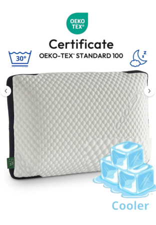 Perne - Pernă din burete integral perforat Visco cu husă răcoritoare 60x40x14 cm 1250 gr suport pentru umeri/gât