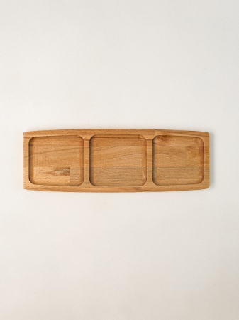 Platou pentru Gustări cu 3 Compartimente Alesund din Lemn de Fag – Design Natural și Elegant [1]