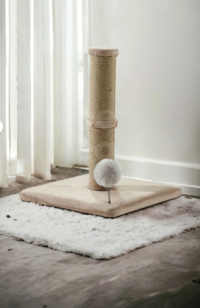 Pisica Scratching Posts - Stâlp de zgâriat pentru pisici Katre de calitate luxoasă și jucărie cu pompon