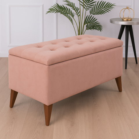 Pufuri și Taburete - Taburet Chester cu Depozitare Roze