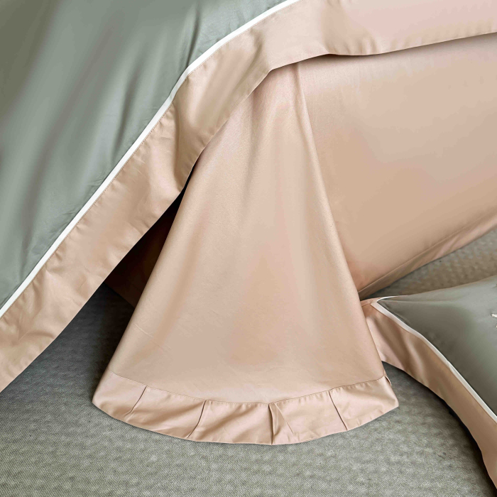 Lenjerie de pat bumbac satinat cu broderie, 4 piese , gri [5]