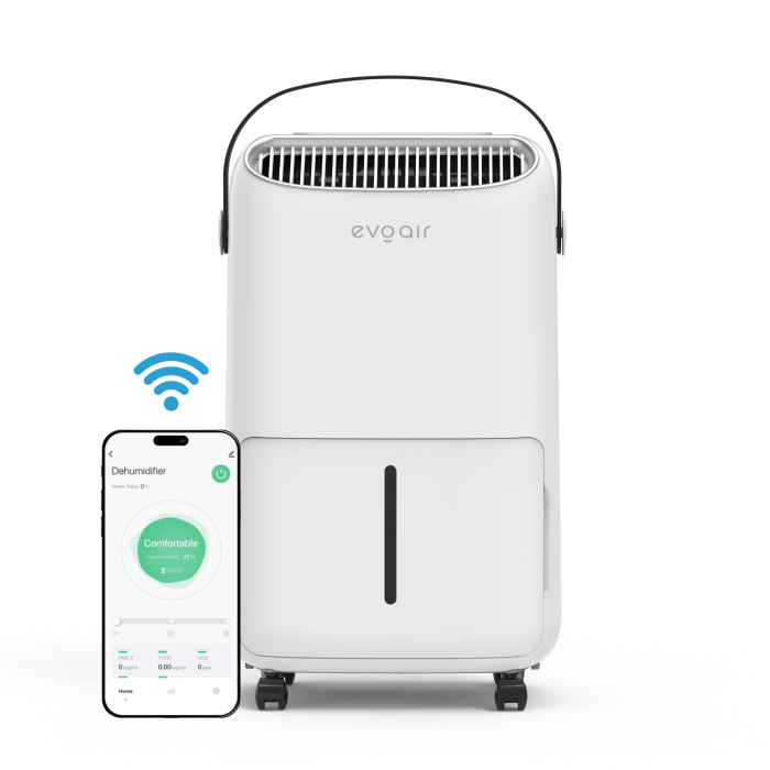 Dezumidificator Evoair, NovaDry 16 Smart, 16l/24h, Senzor de Umiditate, Functie Ionizare, Uscare Rufe, Rezervor 2.5l, Lampa UVC, Alb, Curea Neagra [2]