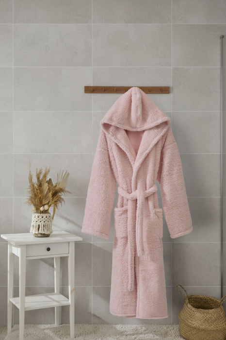 Halat de Baie Cocolino, WellSoft, Model cu Gluga, Roz Deschis [1]