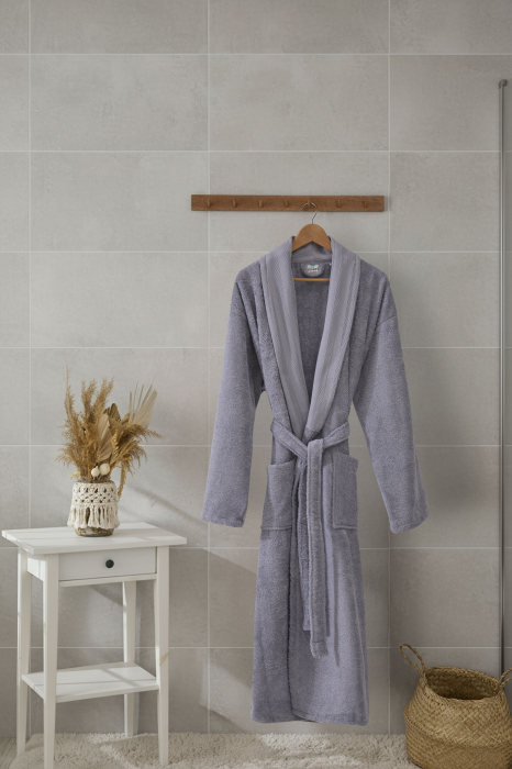 1_Halat de baie Premium, bumbac 100%, Gri Inchis [1]
