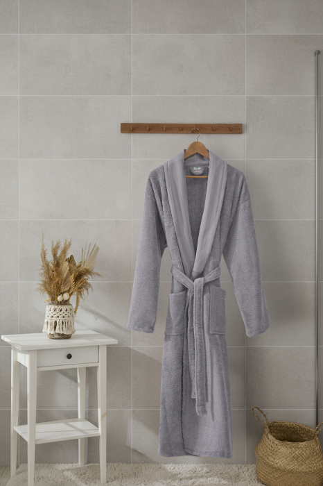 1_Halat de baie Premium, bumbac 100%, Gri Deschis [1]