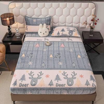 Husa De Pat Cocolino Cu Elastic, Pat Dublu, Alb-pete [1]