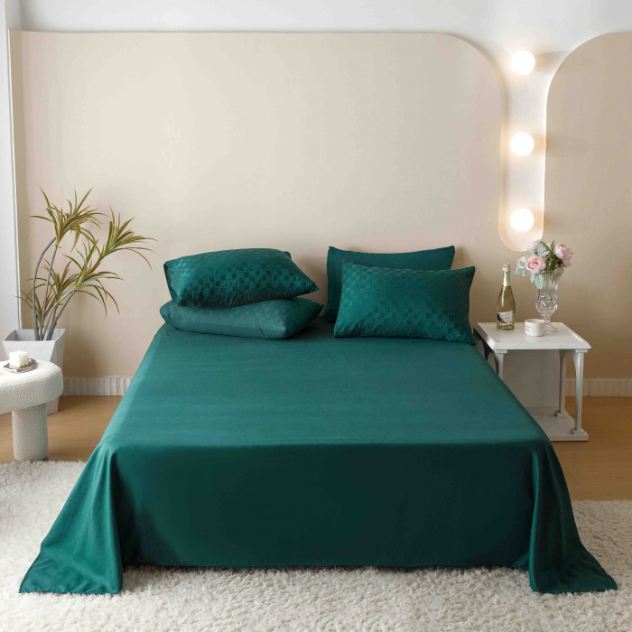 Lenjerie pat 2 persoane, 6 piese, din jacquard finetat, verde [6]