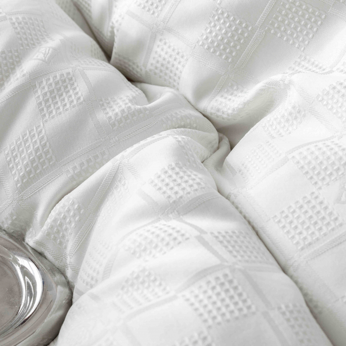 Lenjerie pat 2 persoane, 6 piese, din jacquard finetat, alb [7]