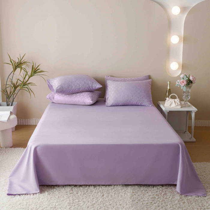 Lenjerie pat 2 persoane, 6 piese, din jacquard finetat, mov deschis [4]