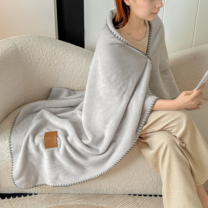 Patura Premium Tip Casmir cu Capsa 100x140 cm - Gri Deschis [5]