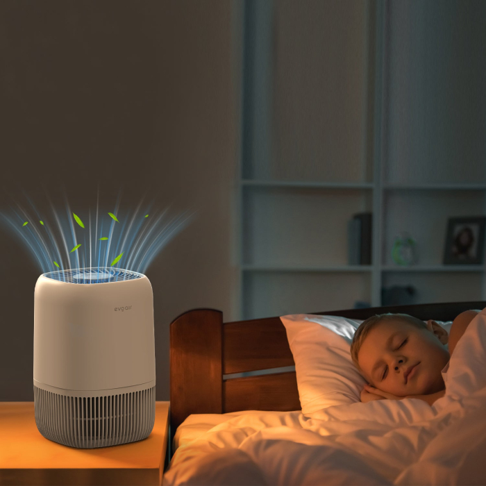 Purificator de aer Evoair Nuvia, Filtru 3 in 1 True HEPA, Carbon Activ, 3 viteze, Mod Noapte, Aromaterapie, Lumină Ambientală, Timer, Indicator Murdărie Filtru, Alb [7]
