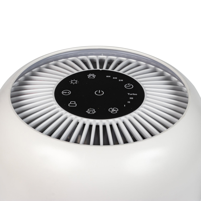 Purificator de aer Evoair, Yuvo, Lampă UV-C, Filtru 3in1, True Hepa, Carbon Activ, Pre-filtru, 4 viteze, Funcție Polen/Animale, Mod Noapte, Blocare Ecran, Lumină Ambientală, Alb [4]