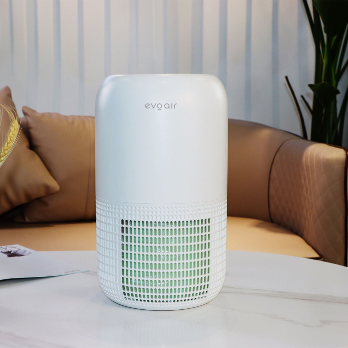 Purificator de aer Evoair, Yuvo, Lampă UV-C, Filtru 3in1, True Hepa, Carbon Activ, Pre-filtru, 4 viteze, Funcție Polen/Animale, Mod Noapte, Blocare Ecran, Lumină Ambientală, Alb [2]