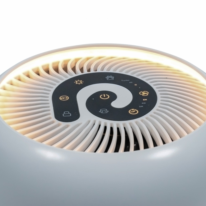Purificator de aer Evoair, YuvoSpin, Lampă UV-C, Filtru 3in1, True Hepa, Carbon Activ, Pre-filtru, 4 viteze, Funcție Polen/Animale, Mod Noapte, Blocare Ecran, Lumină Ambientală, Alb [5]