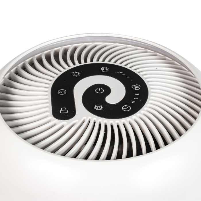 Purificator de aer Evoair, YuvoSpin, Lampă UV-C, Filtru 3in1, True Hepa, Carbon Activ, Pre-filtru, 4 viteze, Funcție Polen/Animale, Mod Noapte, Blocare Ecran, Lumină Ambientală, Alb [4]