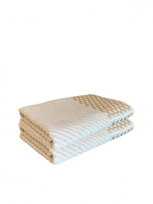 Set 2 Prosoape de Baie din Bumbac 100%, Tip Jacquard, Gri [1]