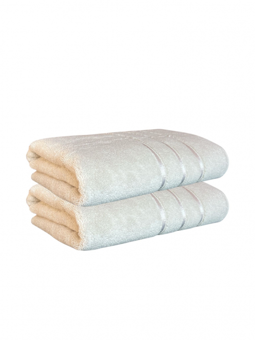 Set 2 Prosoape Baie din Microbumbac 100%, Ultra Pufos, Model Dungi Soft - Light Blue [1]