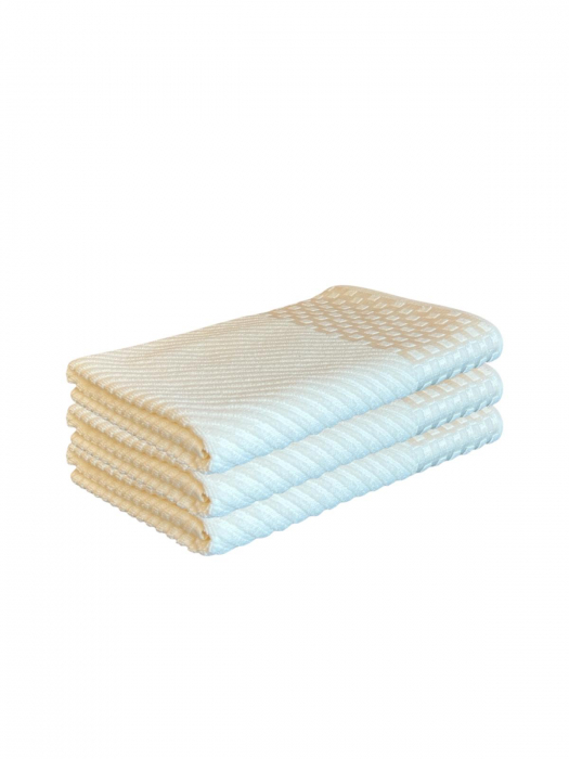 Set 3 Prosoape de Baie din Bumbac 100%, Tip Jacquard, Bej [1]