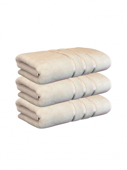 Set 3 Prosoape Baie din Microbumbac 100%, Ultra Pufos, Model Dungi Soft - Light Liliac [1]