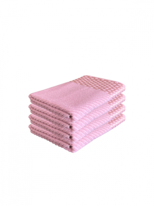 Set 4 Prosoape de Baie din Bumbac 100%, Tip Jacquard, Roz [1]