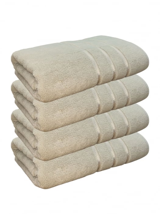 Set 4 Prosoape Baie din Microbumbac 100%, Ultra Pufos, Model Dungi Soft - Light Brown [1]