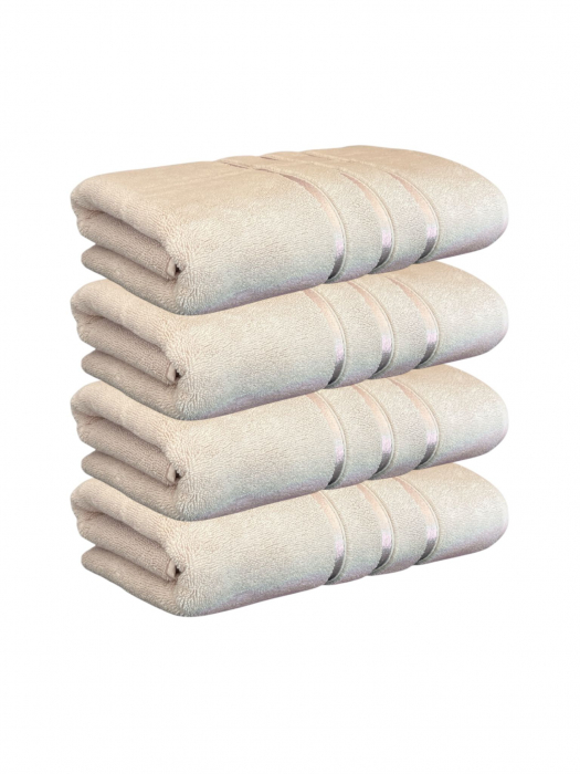 Set 4 Prosoape Baie din Microbumbac 100%, Ultra Pufos, Model Dungi Soft - Light Liliac [1]