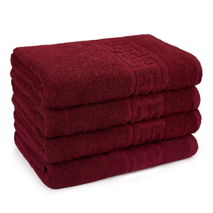 Set 4 Prosoape, Bumbac 100%, Model Grecesc, Bordo [1]