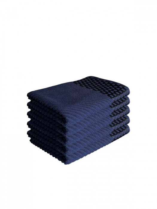 Set 5 Prosoape de Baie din Bumbac 100%, Tip Jacquard, Albastru [1]