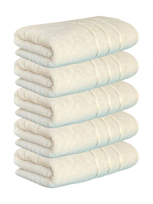 Set 5 Prosoape Baie din Microbumbac 100%, Ultra Pufos, Model Dungi Soft - Light Yellow [1]