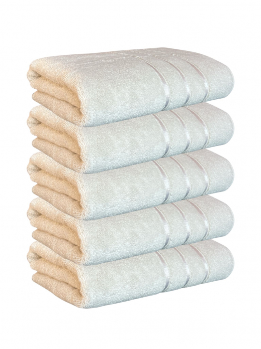 Set 5 Prosoape Baie din Microbumbac 100%, Ultra Pufos, Model Dungi Soft - Light Blue [1]
