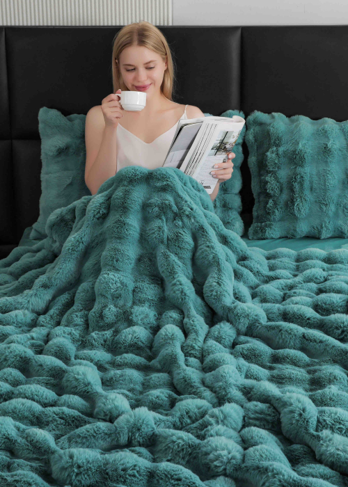 Set Lenjerie De Pat Blana Artificiala De Iepure, 6 Piese, 2 Persoane [4]