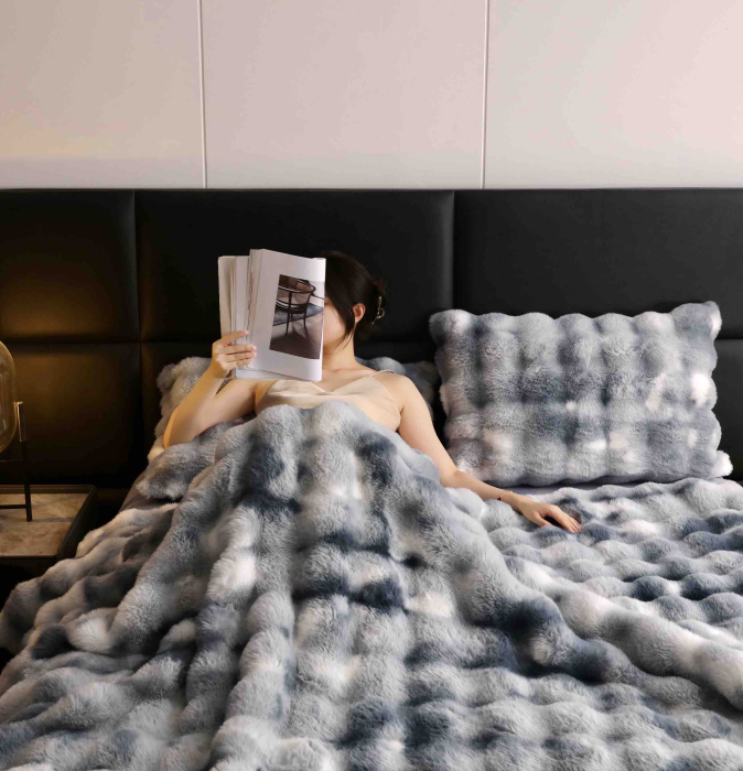 Set Lenjerie De Pat Blana Artificiala De Iepure, 6 Piese, 2 Persoane [3]